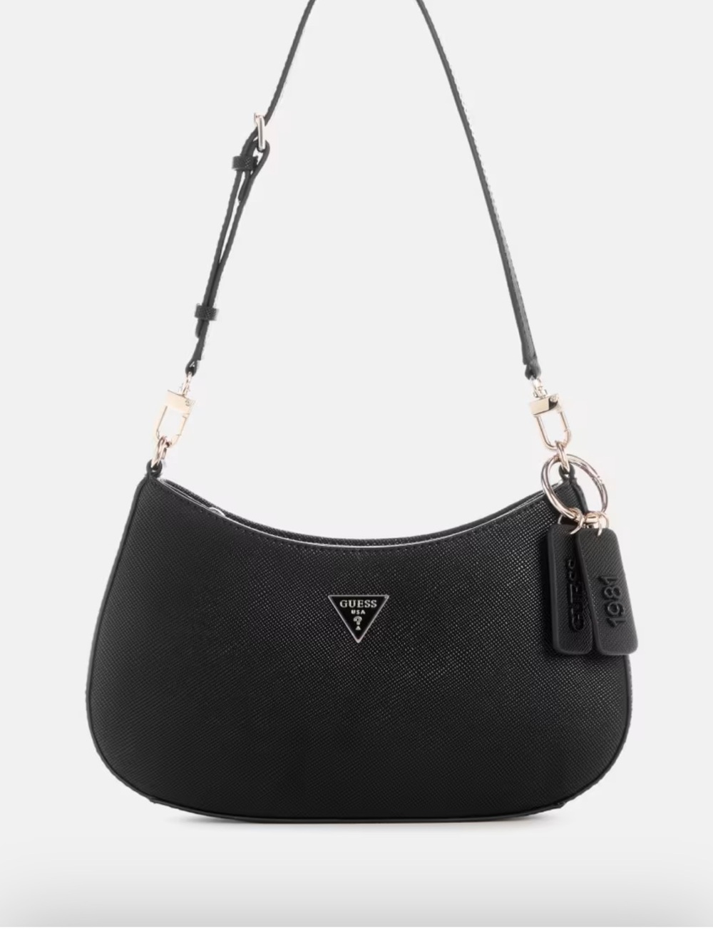 GUESS NWT Noelle Saffiano Black Shoulder Bag